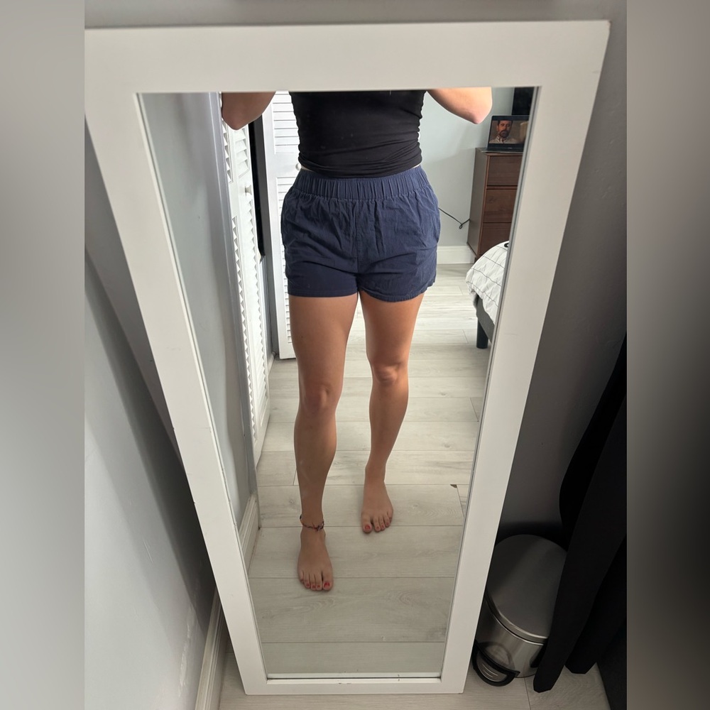 Blue shorts in fabric